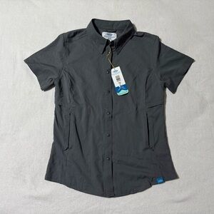 NWT Aftco Shirt Women's Small Gray Vented Short‎ Sleeve Snap Fishing Hiking